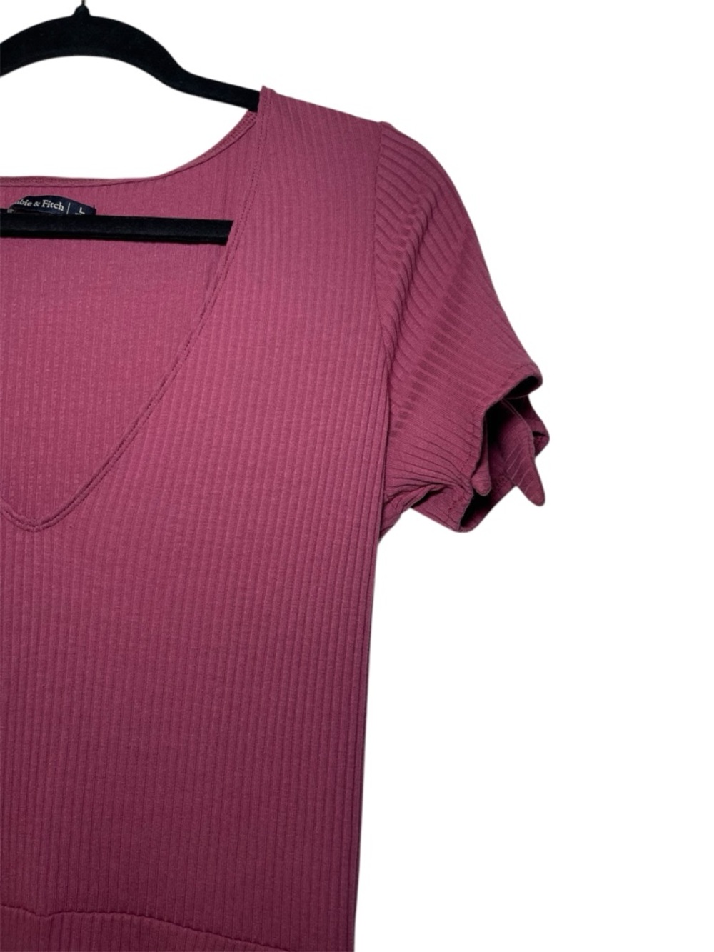 Abercrombie & Fitch Dark Pink Mini Dress V-Neck Short Sleeve Casual Size Large - Picture 9 of 16